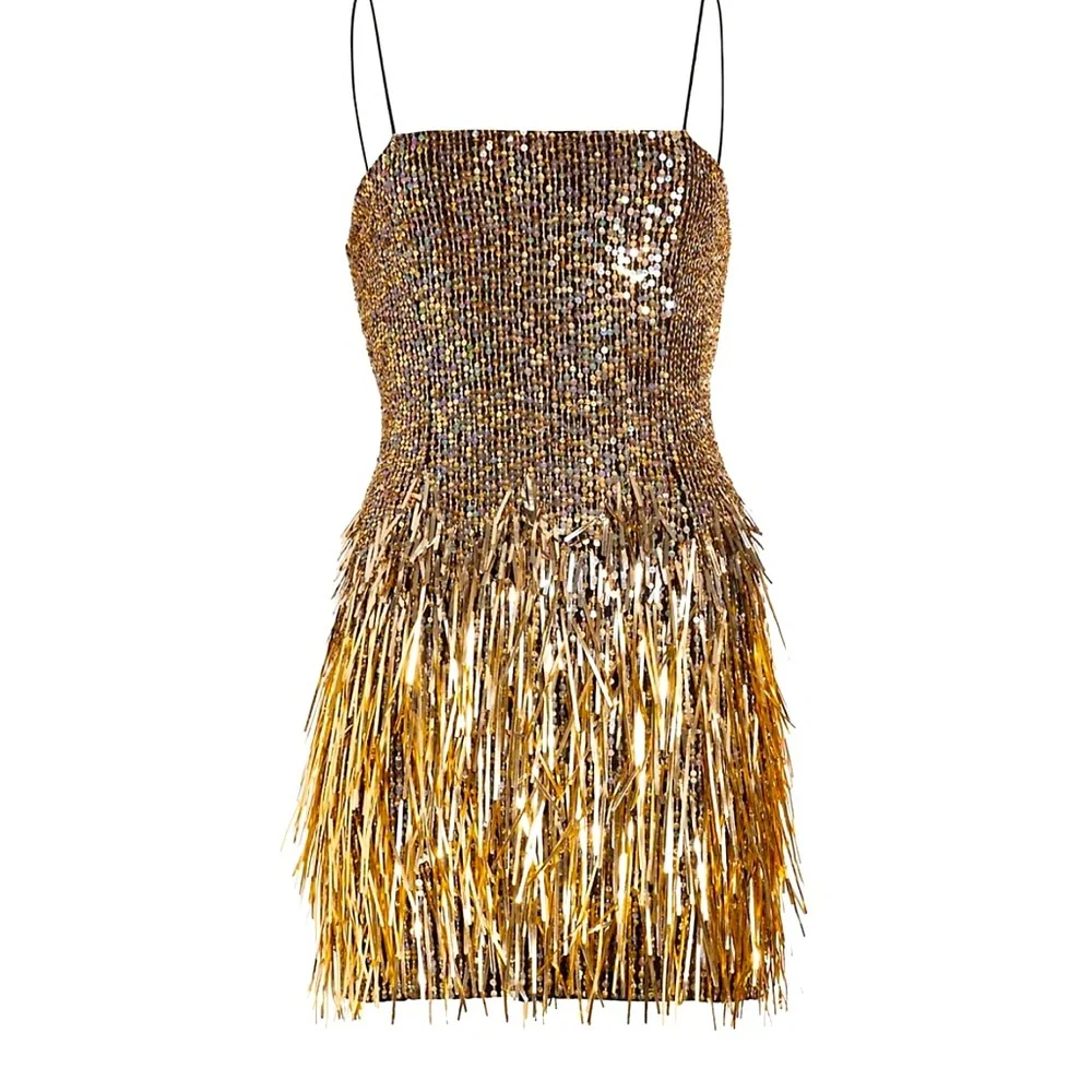 Alice + Olivia Fifi Embellished Sequin Fringe Dress - Picture 5 of 15